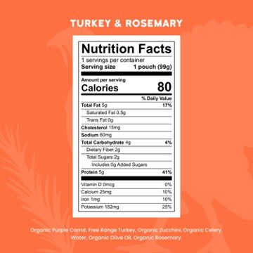 Serenity Kids Baby Food Pouch - Pasture Raised Turkey & Rosemary Puree