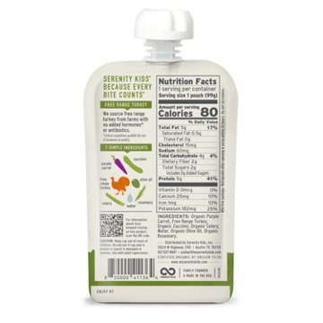 Serenity Kids Baby Food Pouch - Pasture Raised Turkey & Rosemary Puree