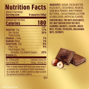 Ferrero Rocher Milk Hazelnut Chocolate Bar