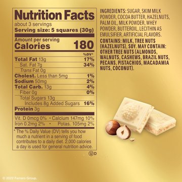 Ferrero Rocher White Hazelnut Chocolate Bar