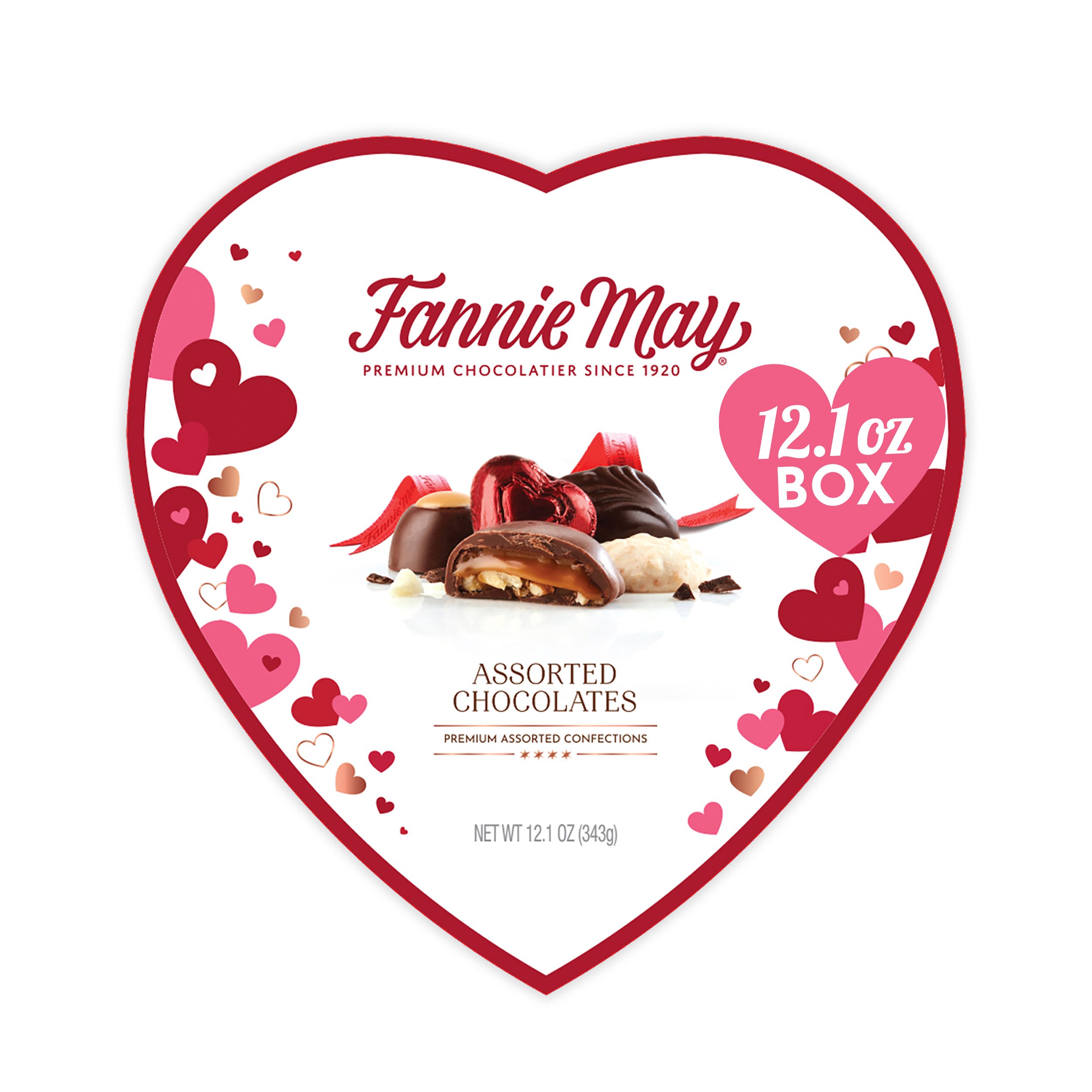 Fannie may assorted chocolates valentine heart shape box shop candy