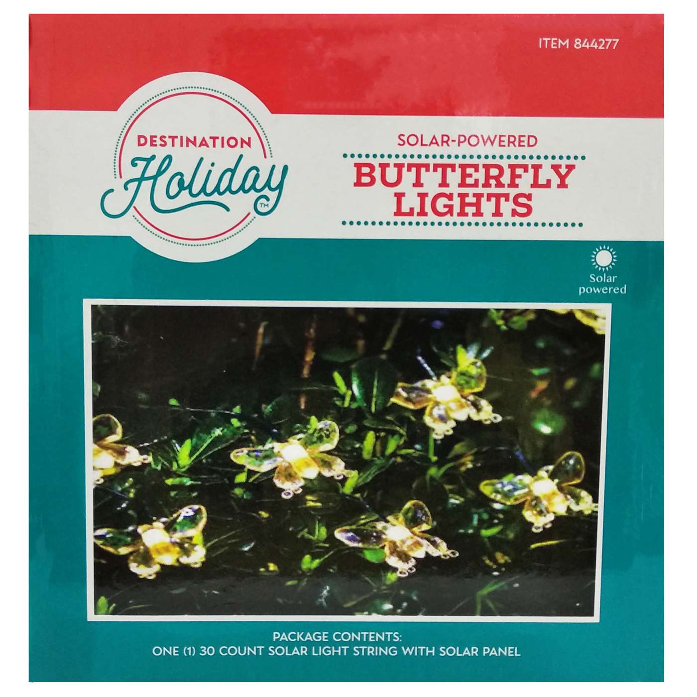 Destination Holiday Solar-Powered Butterfly Shape Lights with Panel; image 1 of 2