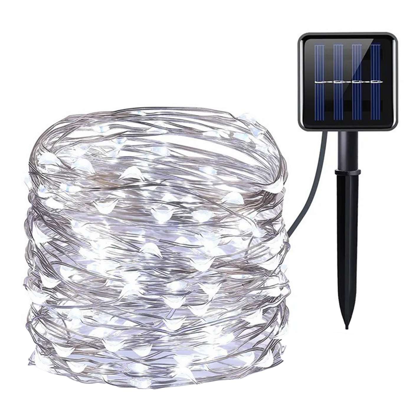 Destination Holiday Solar-Powered LED Fairy String Lights - White; image 2 of 4
