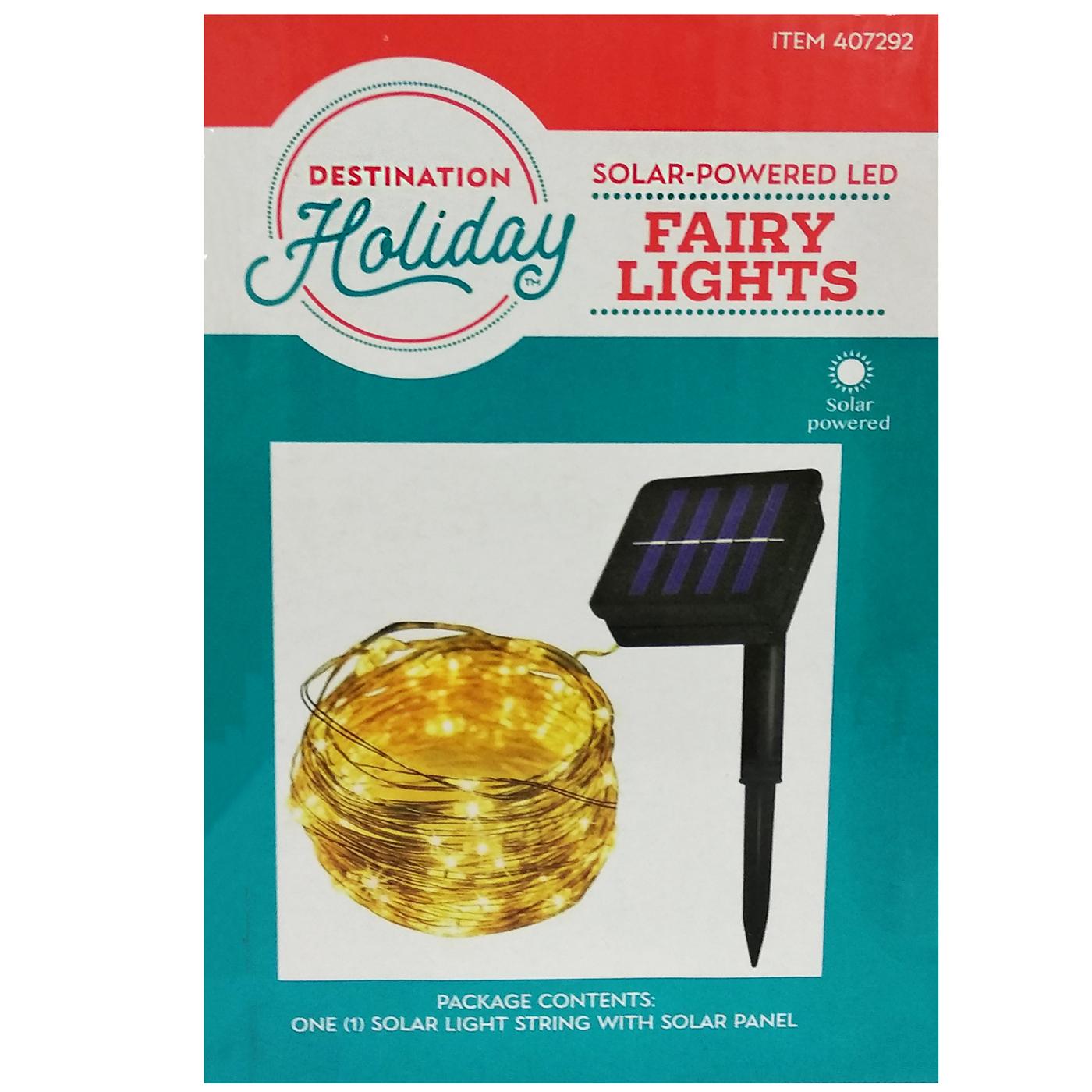 Destination Holiday Solar-Powered LED Fairy String Lights - Warm White; image 1 of 2