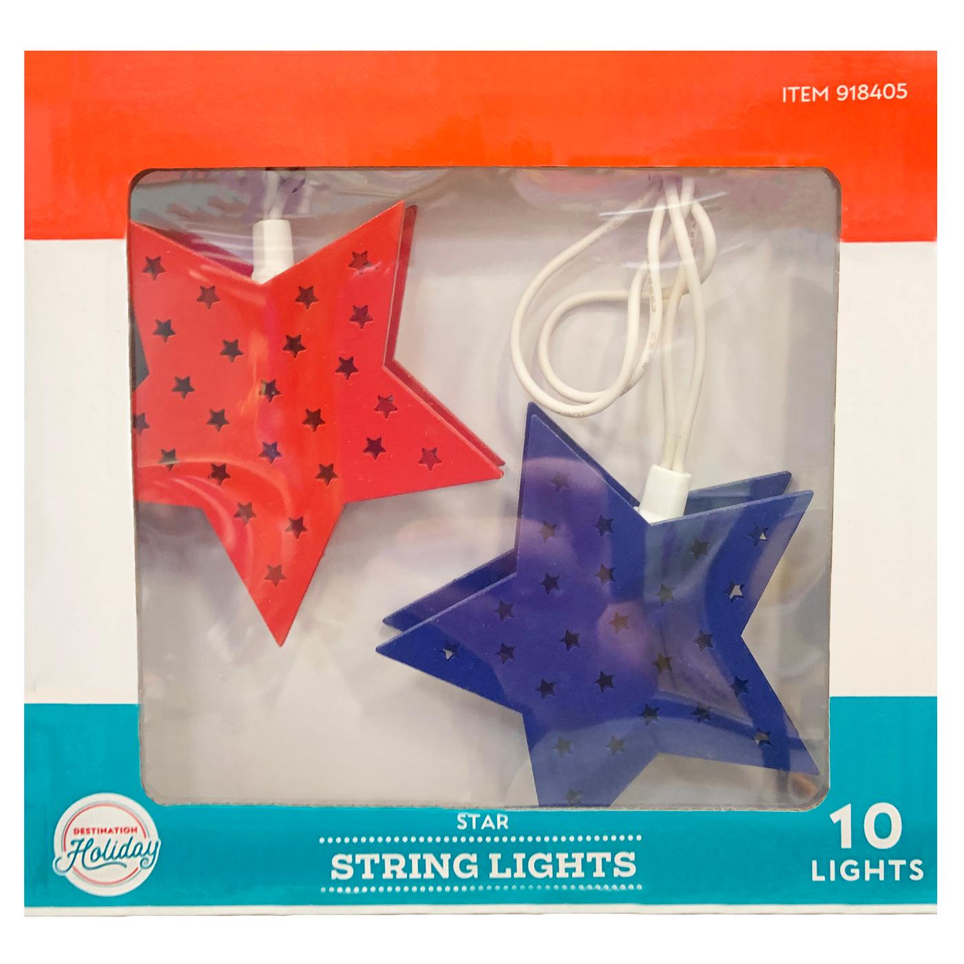 Destination Holiday Star Shape Patriotic String Lights; image 1 of 2