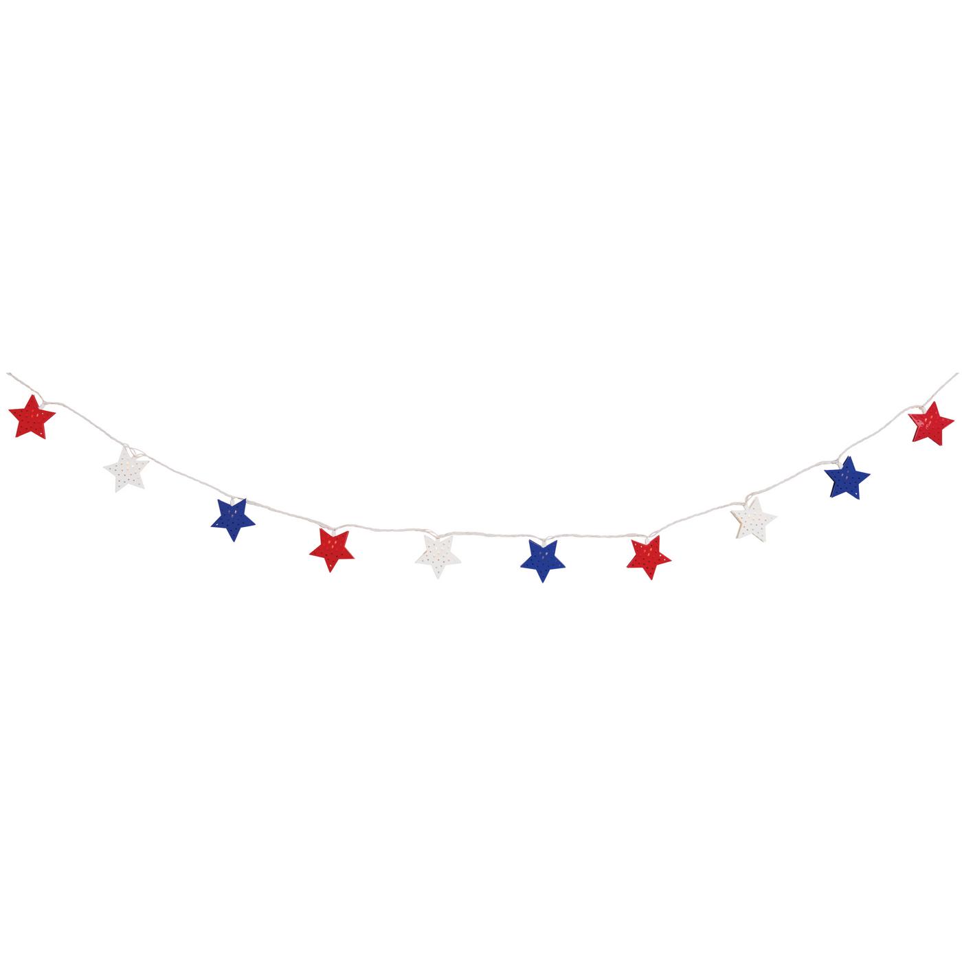 Destination Holiday Star Shape Patriotic String Lights; image 2 of 2
