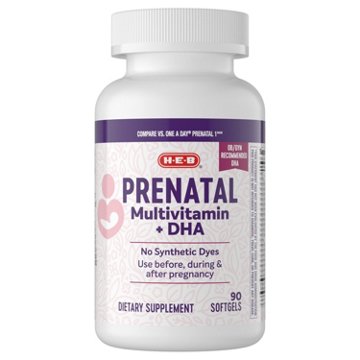 H-E-B Prenatal Multivitamin & DHA Softgels, 90 ct