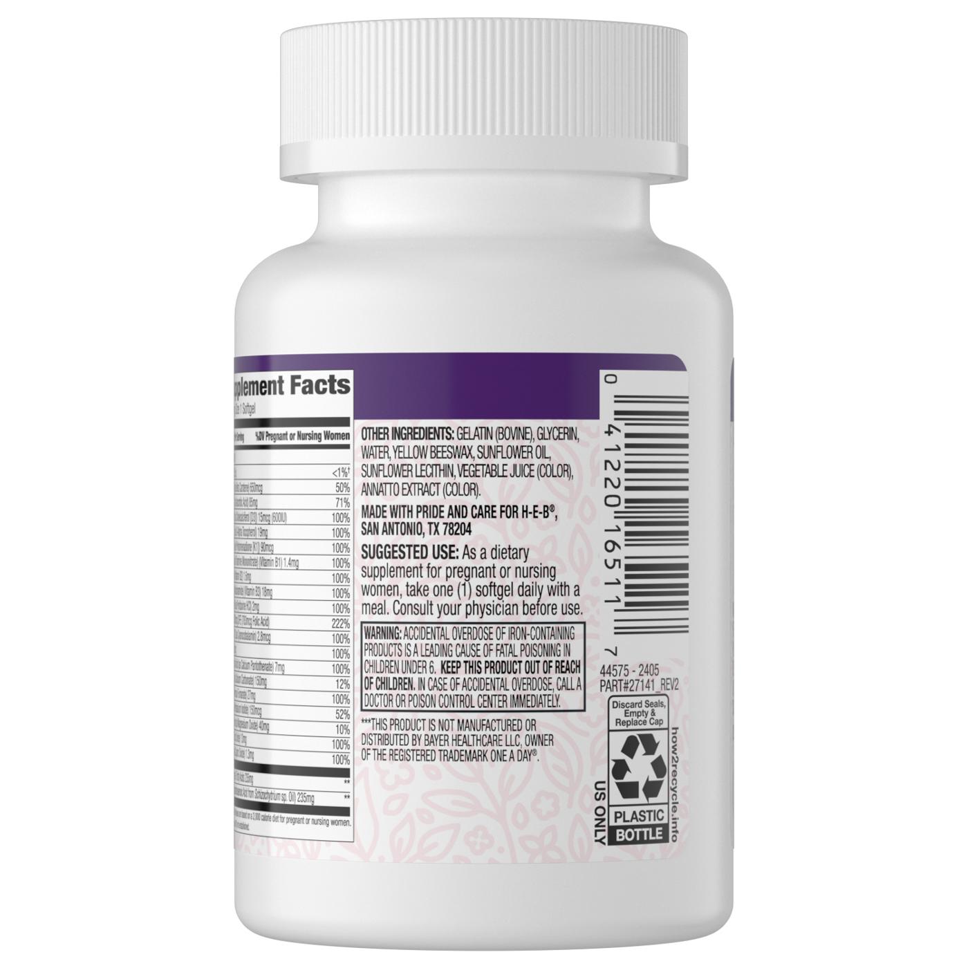 H-E-B Prenatal Multivitamin & DHA Supplement Softgels; image 2 of 6