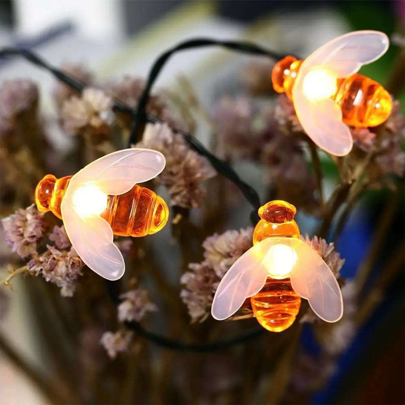 Destination Holiday Solar-Powered Bee Shape LED String Lights; image 2 of 6