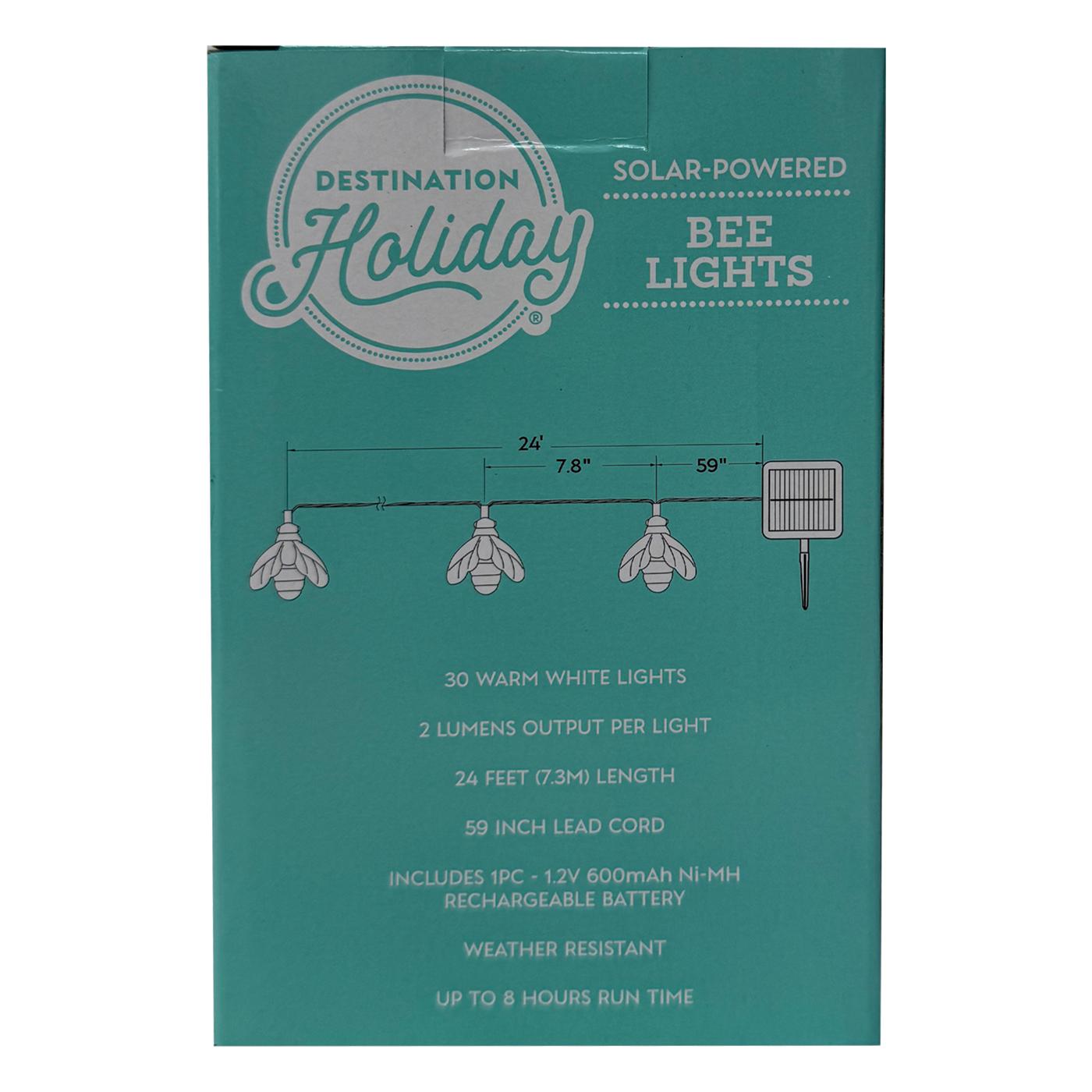 Destination Holiday Solar-Powered Bee Shape LED String Lights; image 3 of 6