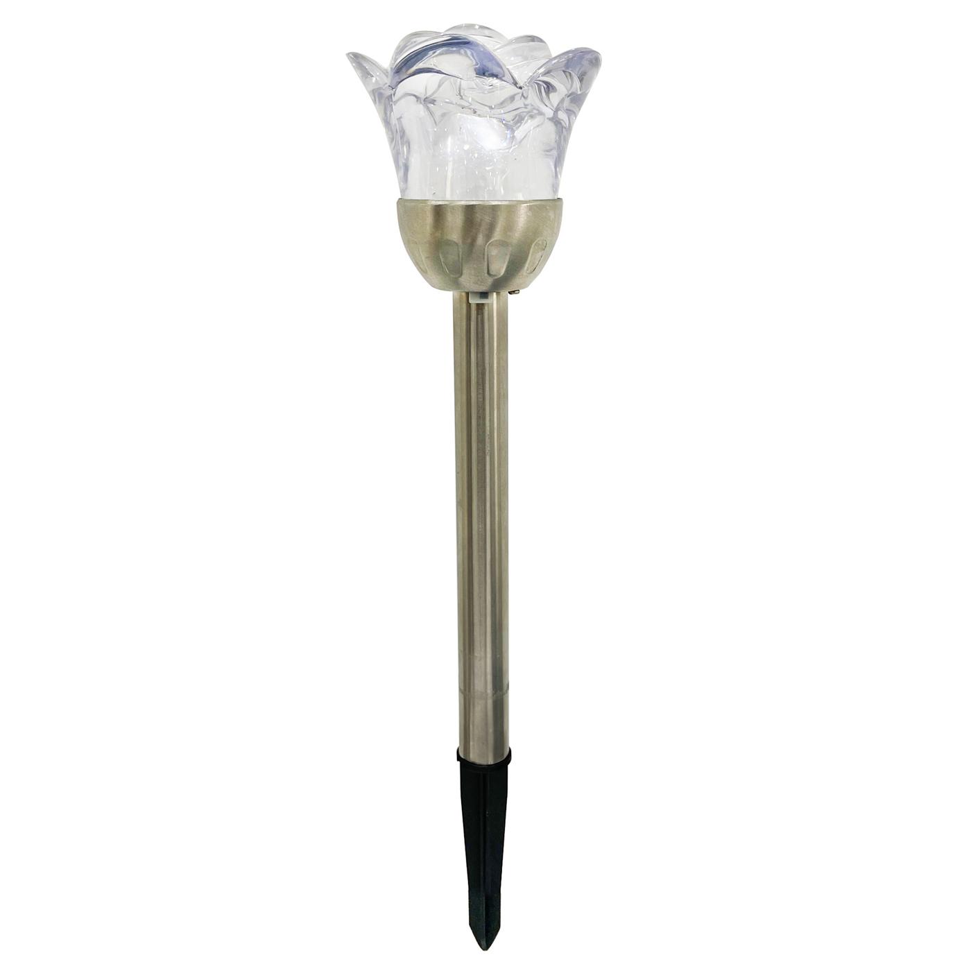 Destination Holiday Solar-Powered Color Changing Flower Shape Garden Light Stakes; image 1 of 8