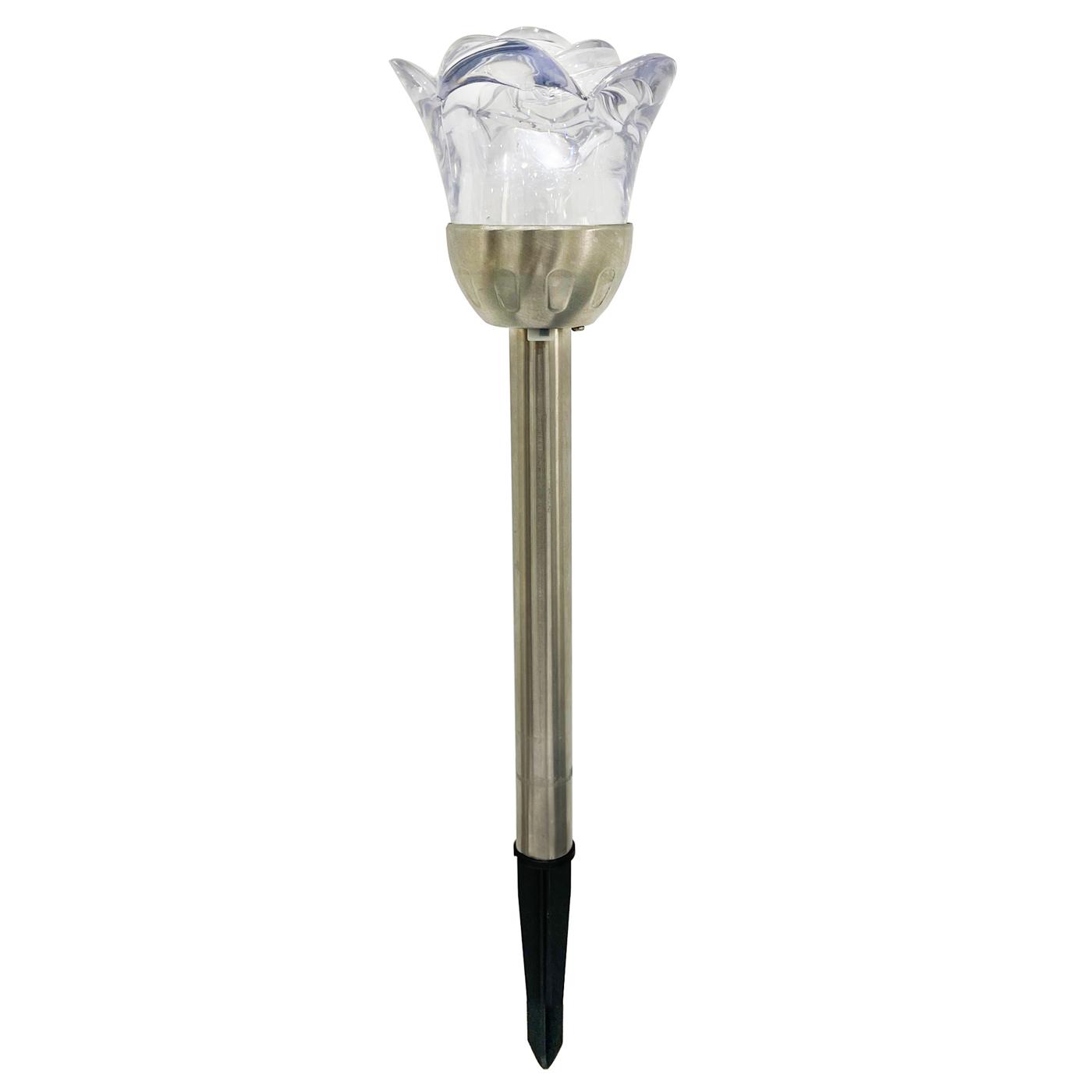 Destination Holiday Solar-Powered Color Changing Flower Shape Garden Light Stakes; image 1 of 2