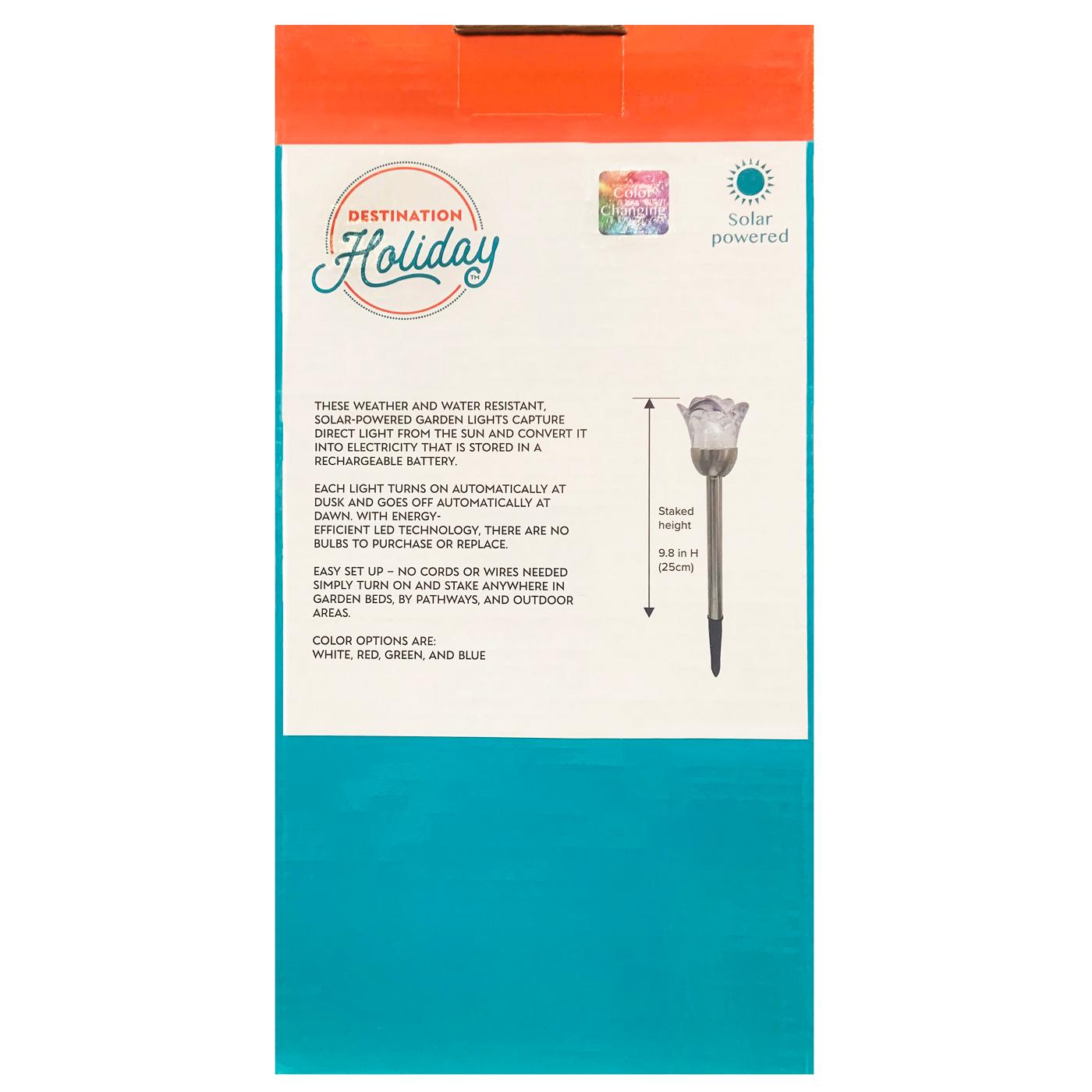 Destination Holiday Solar-Powered Color Changing Flower Shape Garden Light Stakes; image 2 of 2