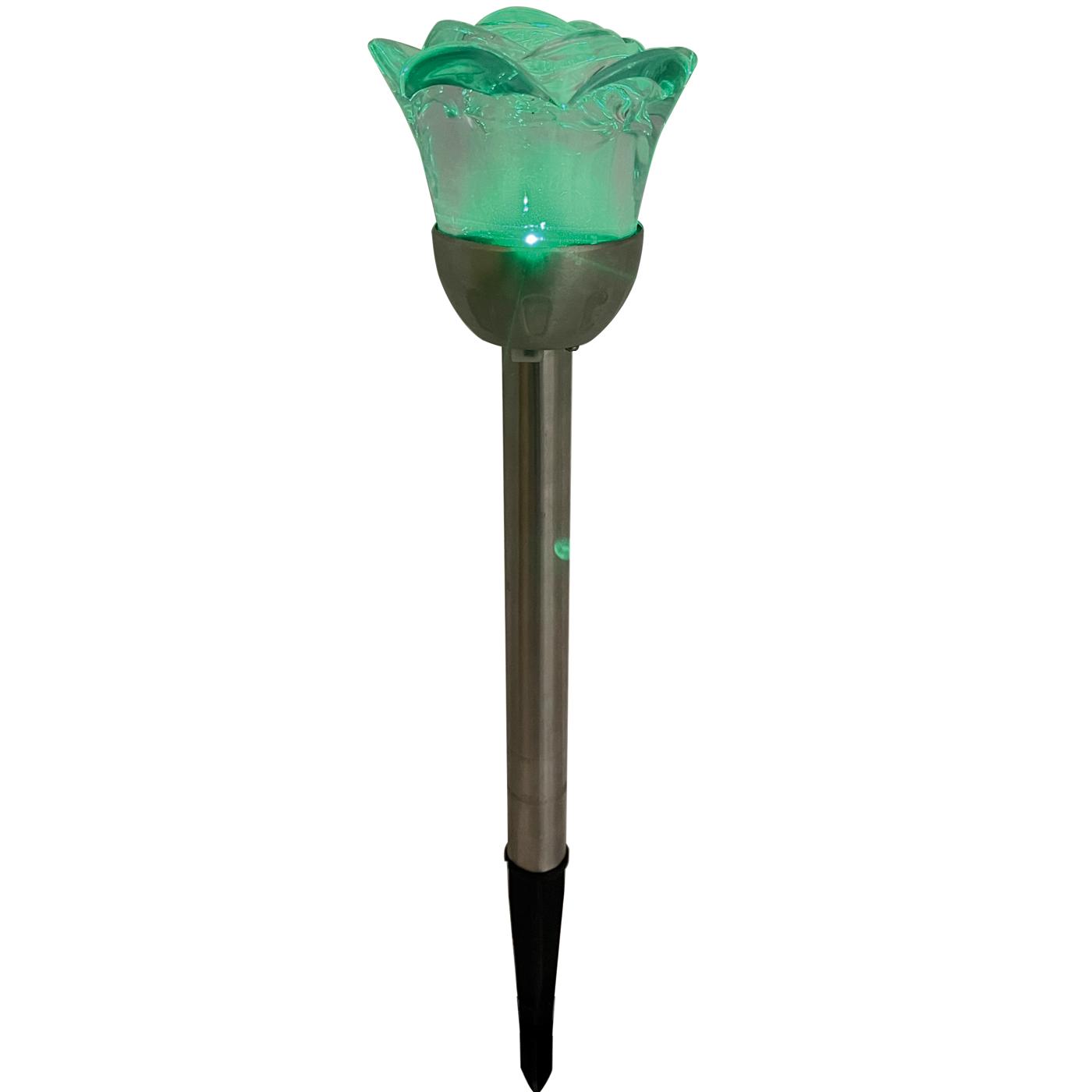 Destination Holiday Solar-Powered Color Changing Flower Shape Garden Light Stakes; image 3 of 8