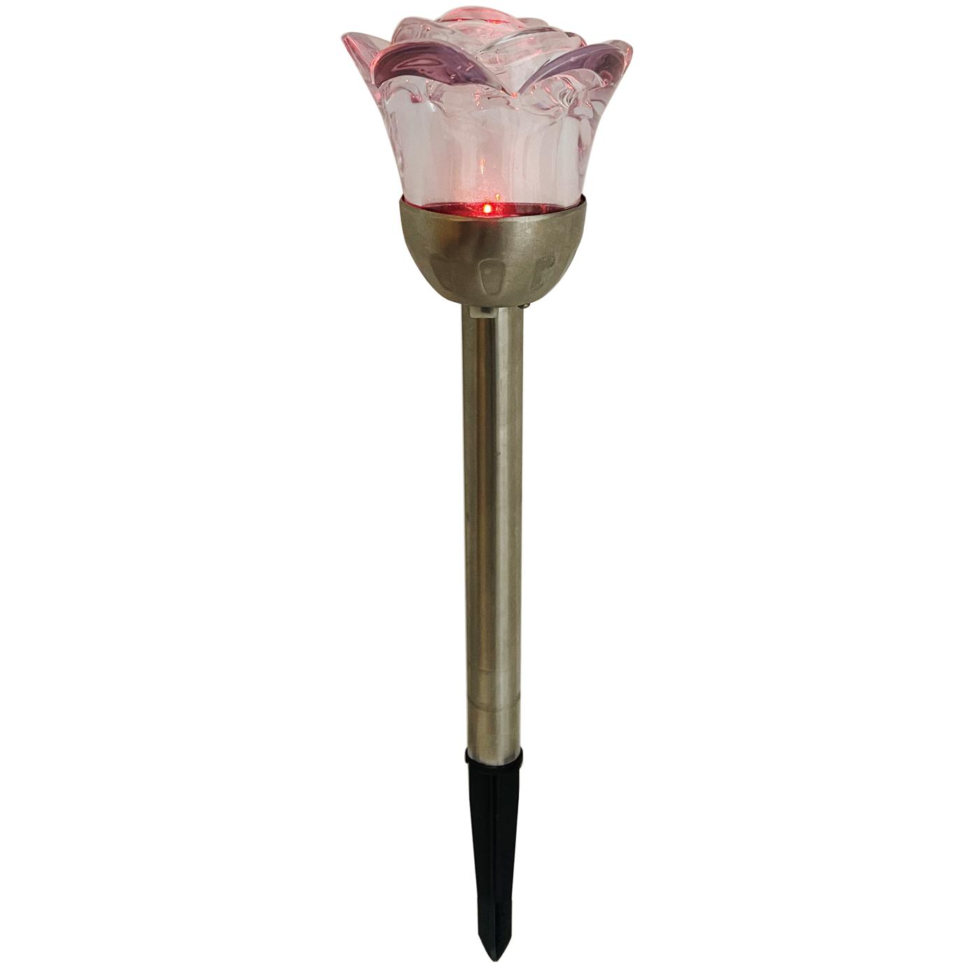 Destination Holiday Solar-Powered Color Changing Flower Shape Garden Light Stakes; image 4 of 8