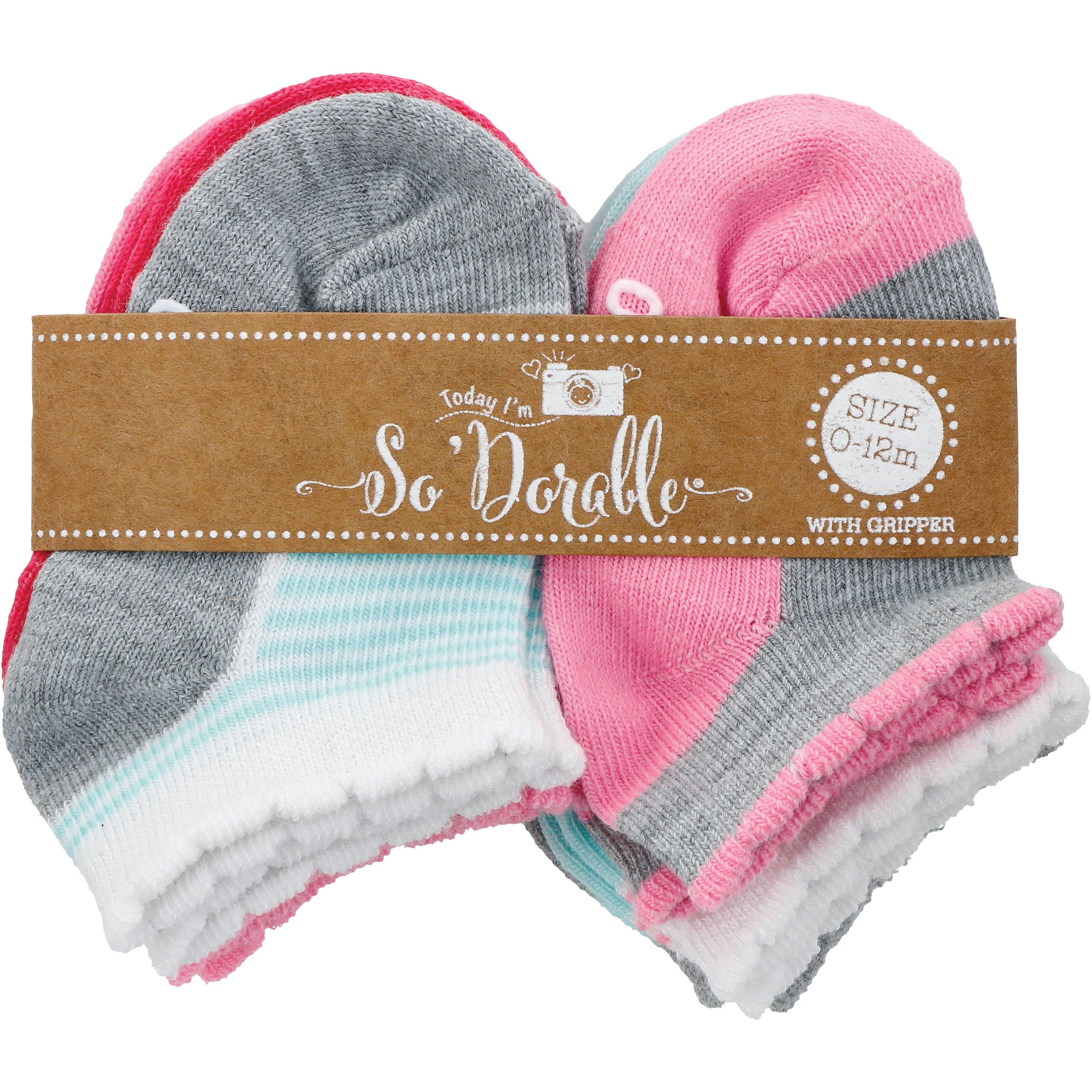 So 'Dorable 6 Pink Theme Infant No Show Gripper Fashion Socks Shop