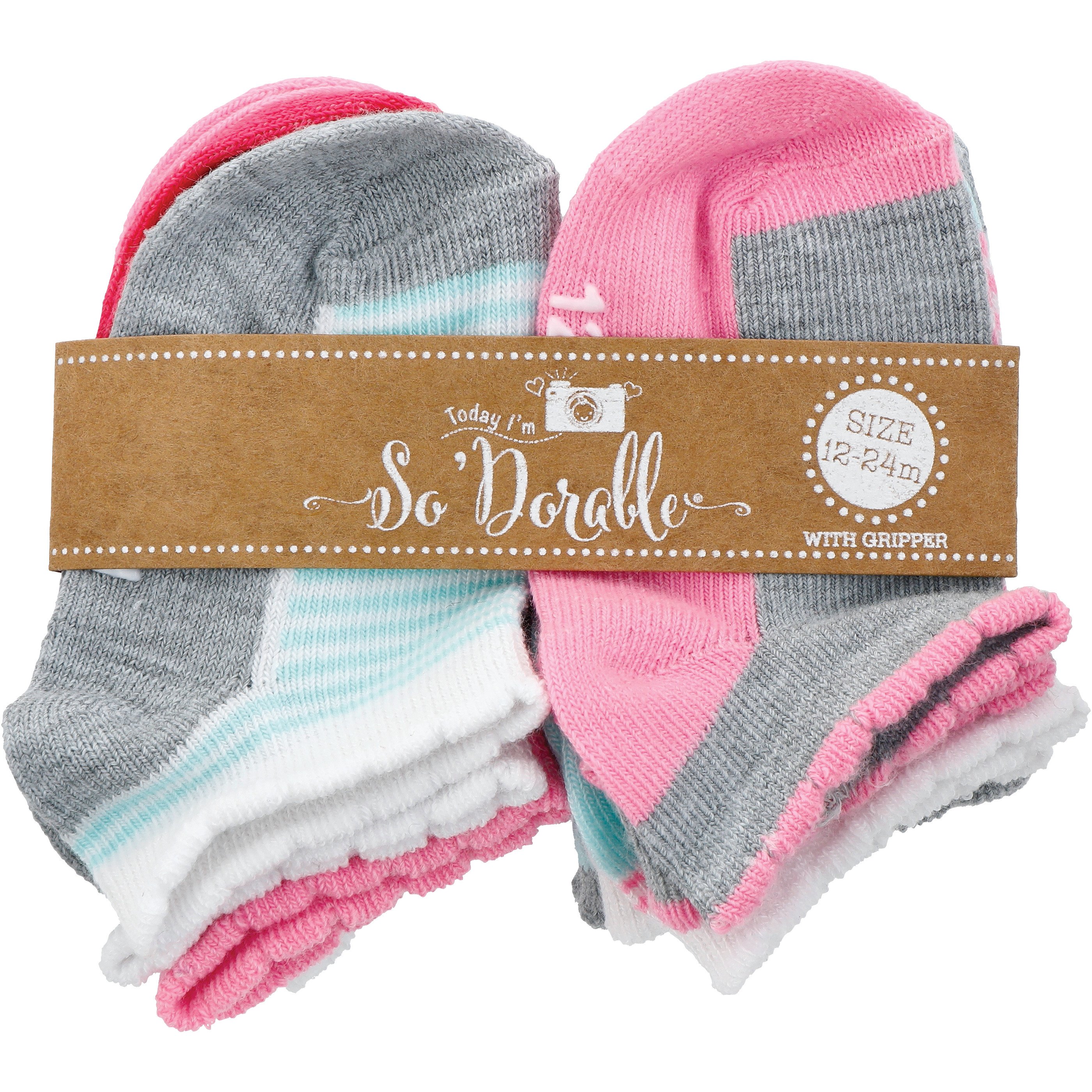 So 'Dorable 6 Pink Theme Infant No Show Gripper Fashion Socks Shop
