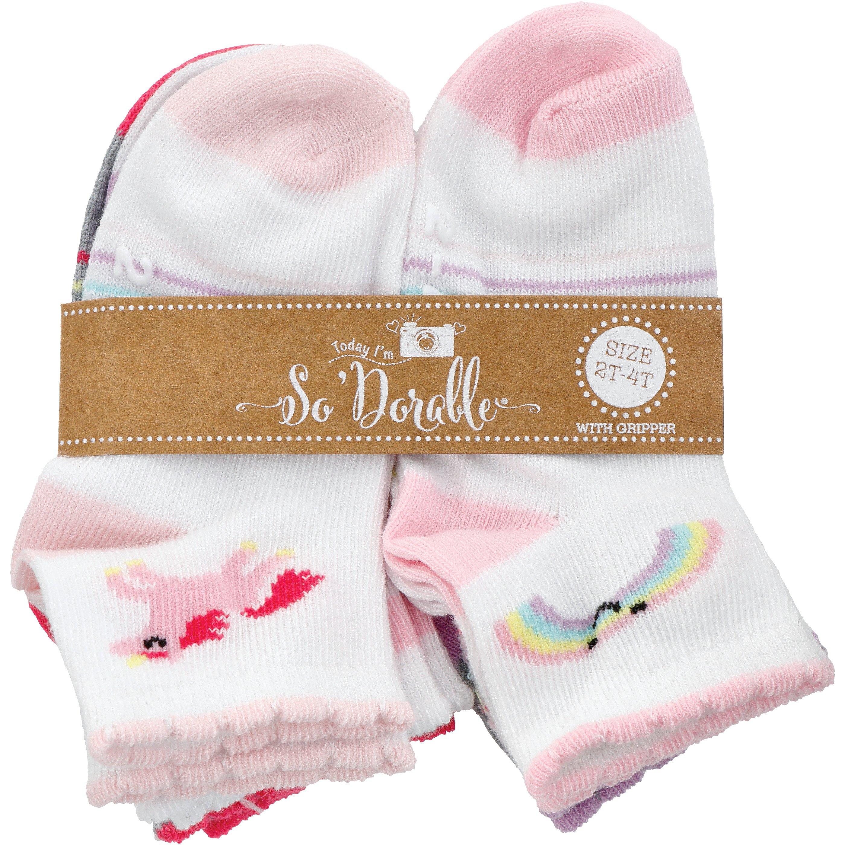 6 Paires Chaussettes Anti-Dérapantes Bébé Bramble & Bear - Coton Doux, Taille 0-5 Ans, Mixte Bleu/Rose