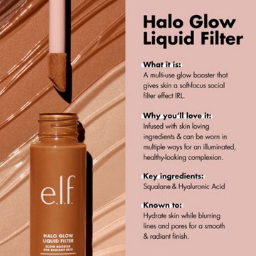 e.l.f. Halo Glow Liquid Filter - Tan Deep, 1.06 oz