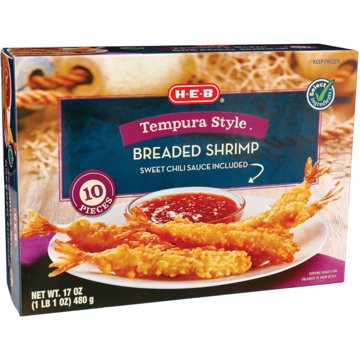 H-E-B Frozen Tempura-Style Breaded Shrimp with Sweet Chili Sauce, 17 oz