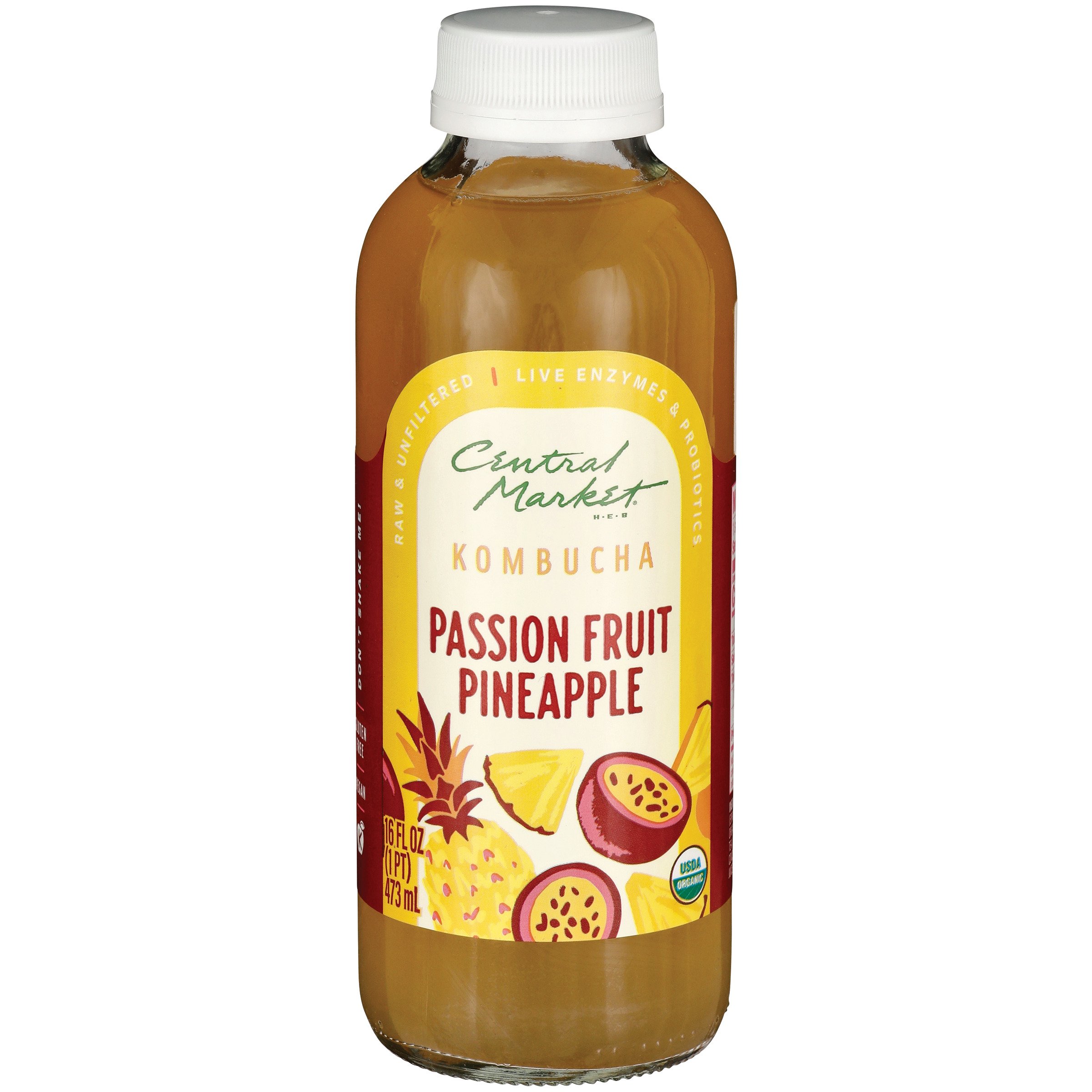 Central Market Organic Kombucha - Passion Fruit Pineapple, 16 oz