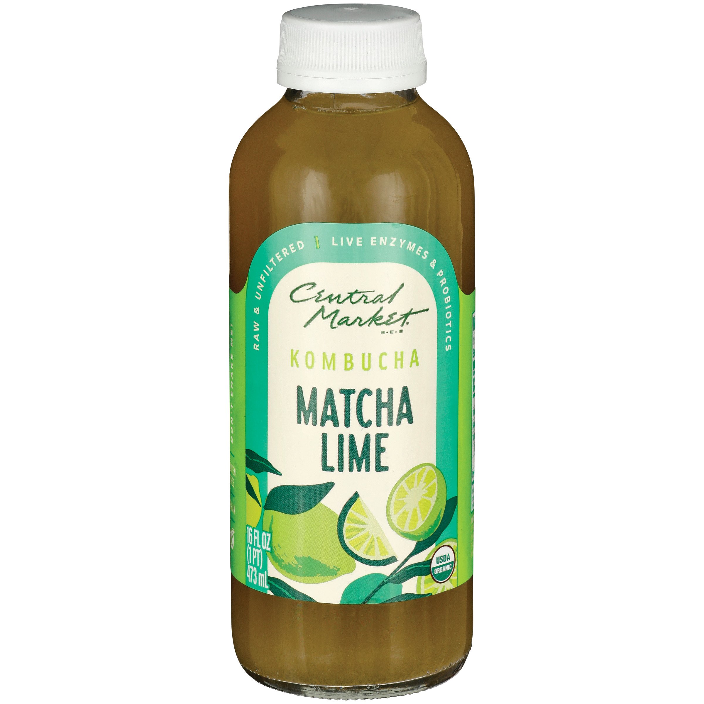 Central Market Organic Kombucha - Matcha Lime, 16 oz
