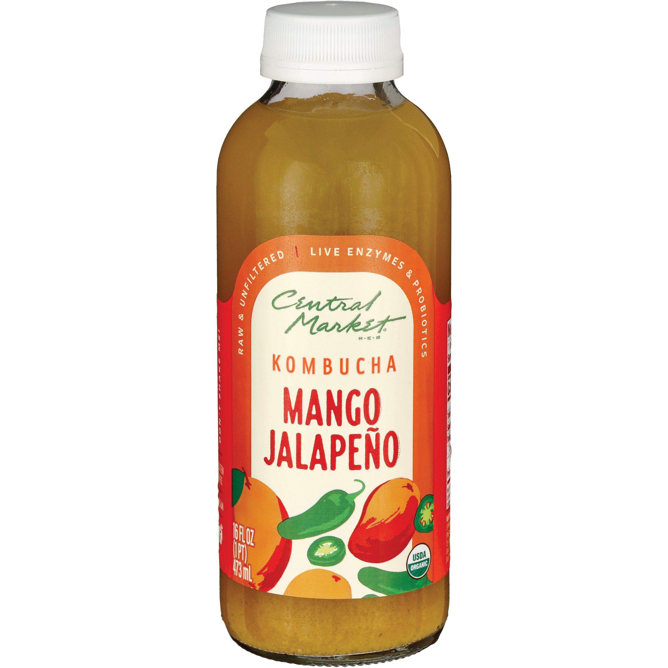 Central Market Organic Kombucha - Mango Jalapeno, 16 oz