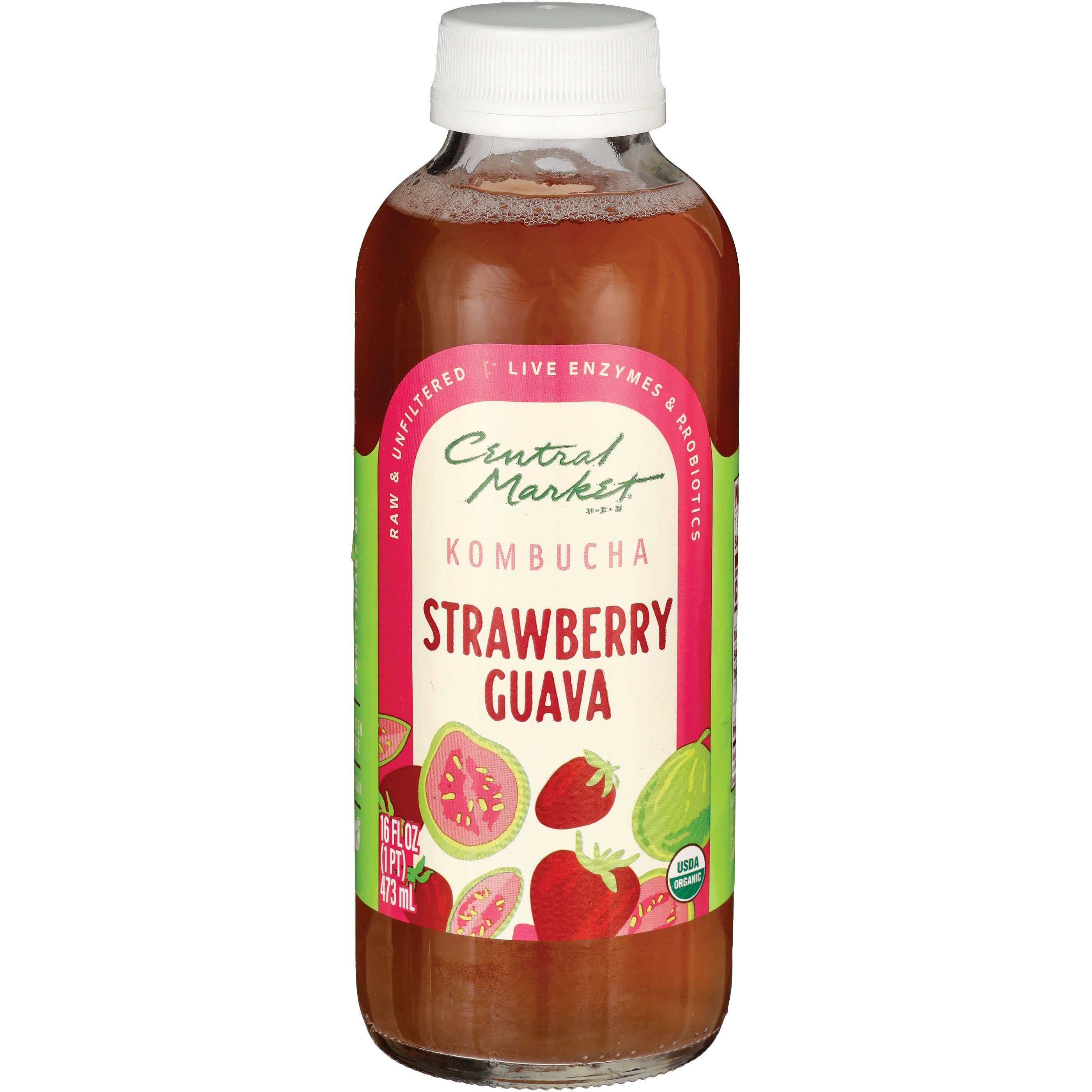 Central Market Organic Kombucha - Strawberry Guava, 16 oz
