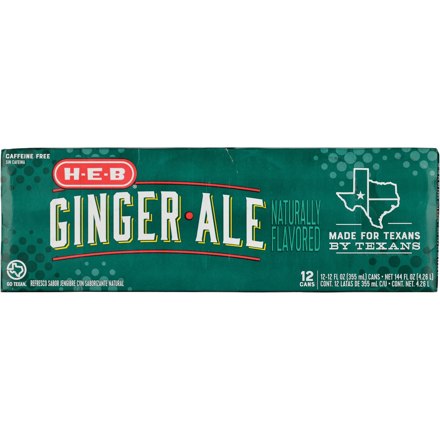 H-E-B Ginger Ale Soda 12 pk Cans; image 1 of 2