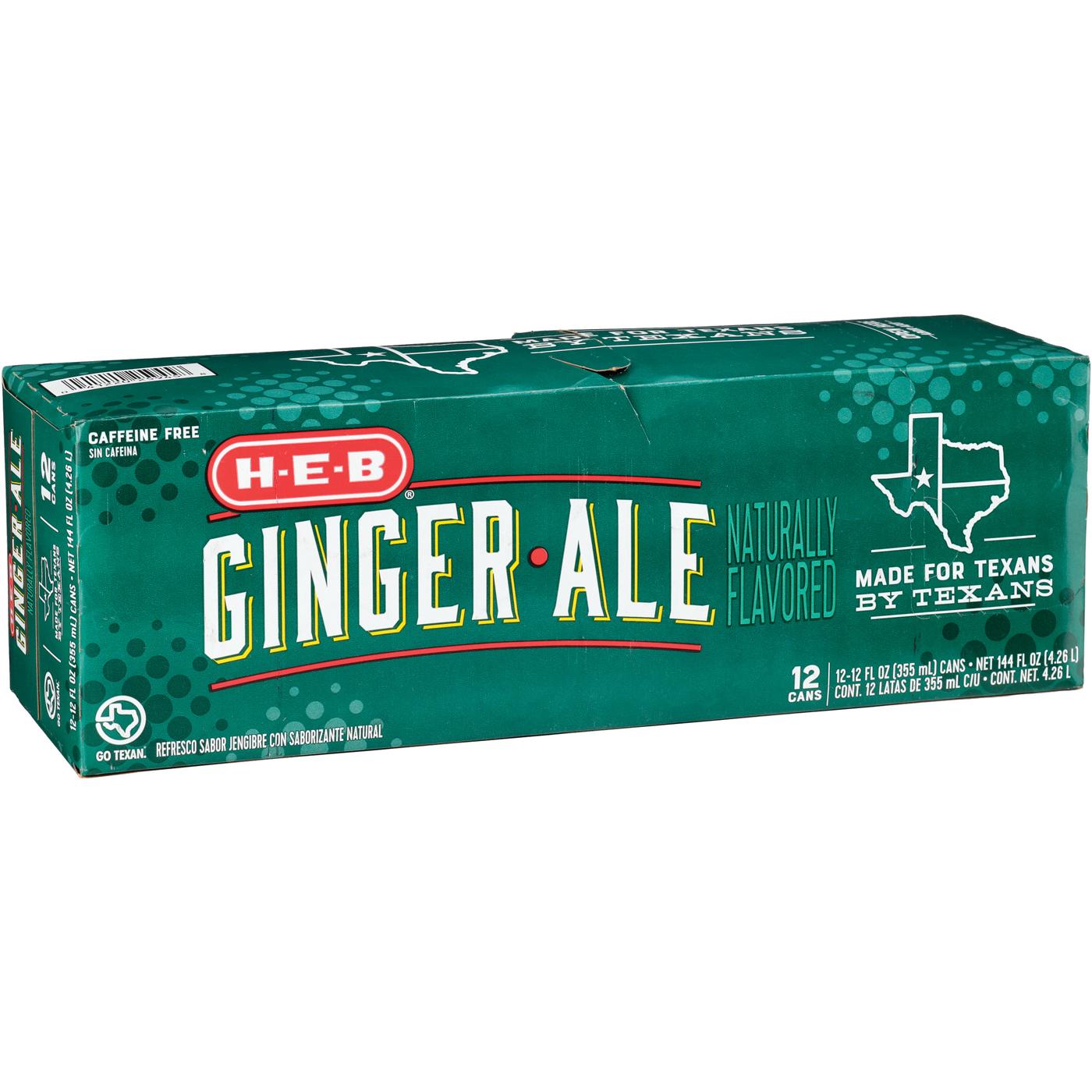H-E-B Ginger Ale Soda 12 pk Cans; image 2 of 2