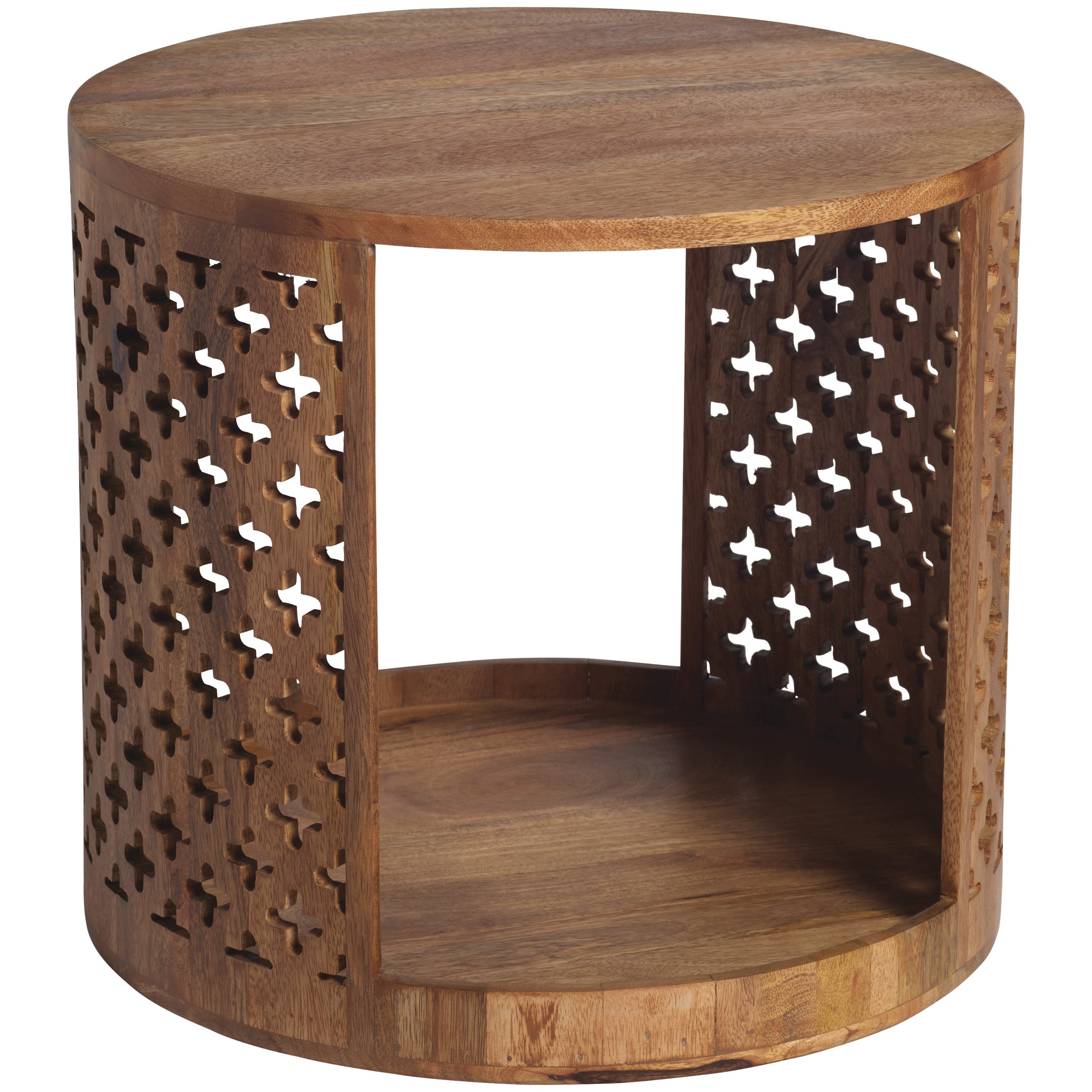 Haven + Key Carved Mago Wood Round Accent Table - Shop Seasonal decor at H-E-B