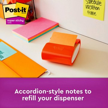 Post-it Super Sticky Dispenser Notes - Energy Boost Collection, 540 Ct, 3" x 3"
