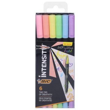 BIC Intensity Dual Tip Felt Pens - Assorted Pastel Ink, 6 pk