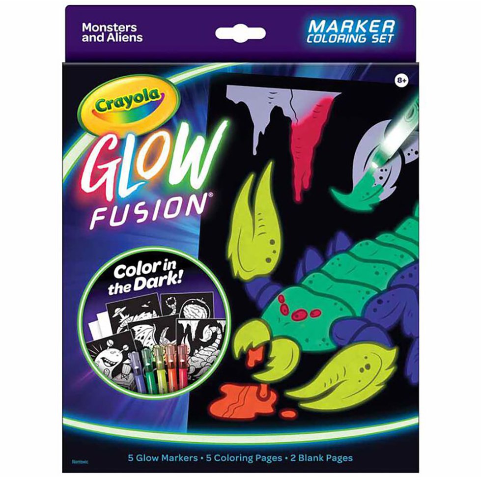 Crayola Glow Fusion Monsters & Aliens Glow in the Dark Coloring Set - Shop  Craft Basics at H-E-B