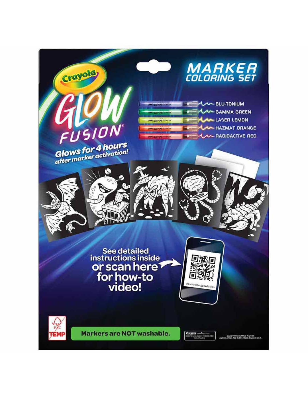 Crayola Glow Fusion Monsters & Aliens Glow in the Dark Coloring Set - Shop  Craft Basics at H-E-B