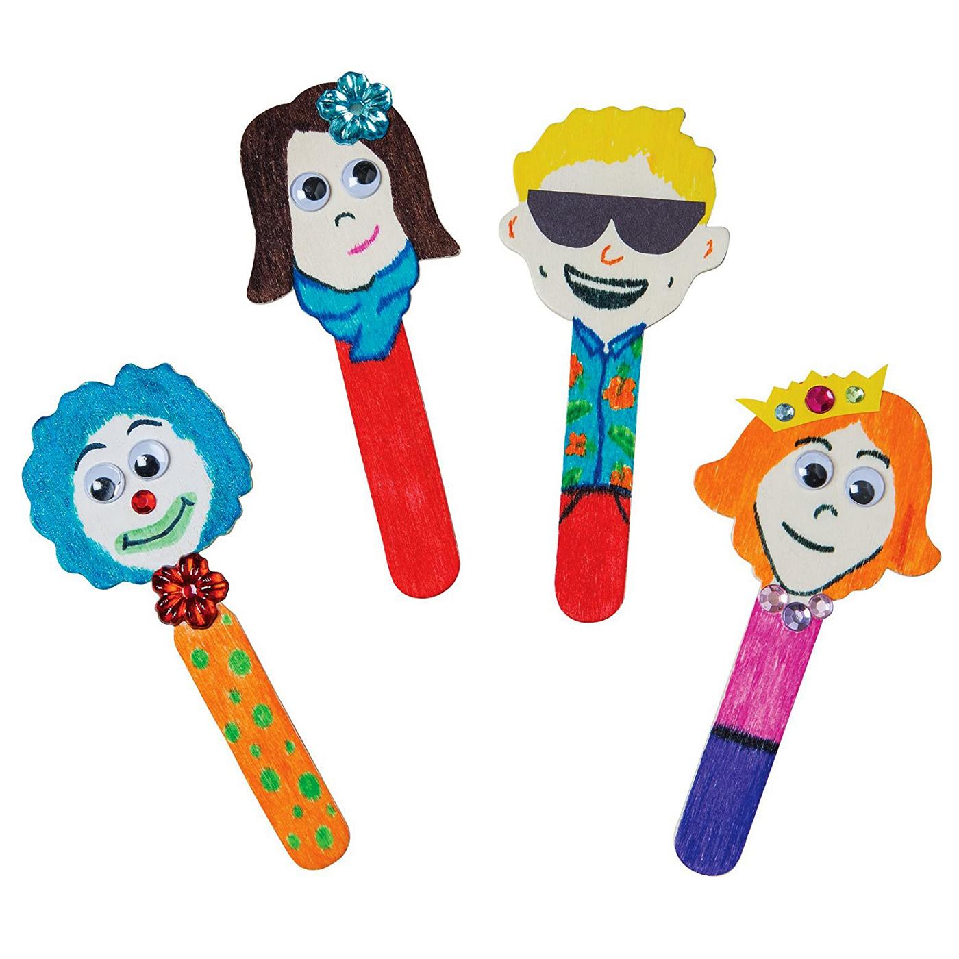 Crayola Fun Faces Natural Wood Crafting Sticks, 5