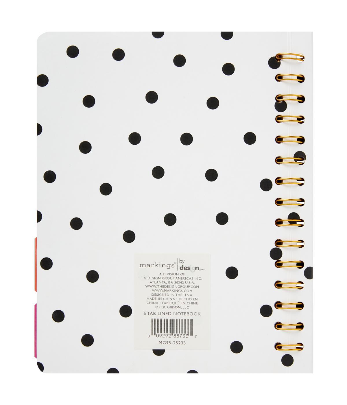 C.R. Gibson Polka Dot Twin Wire 5Tab Lined Journal Shop Notebooks at