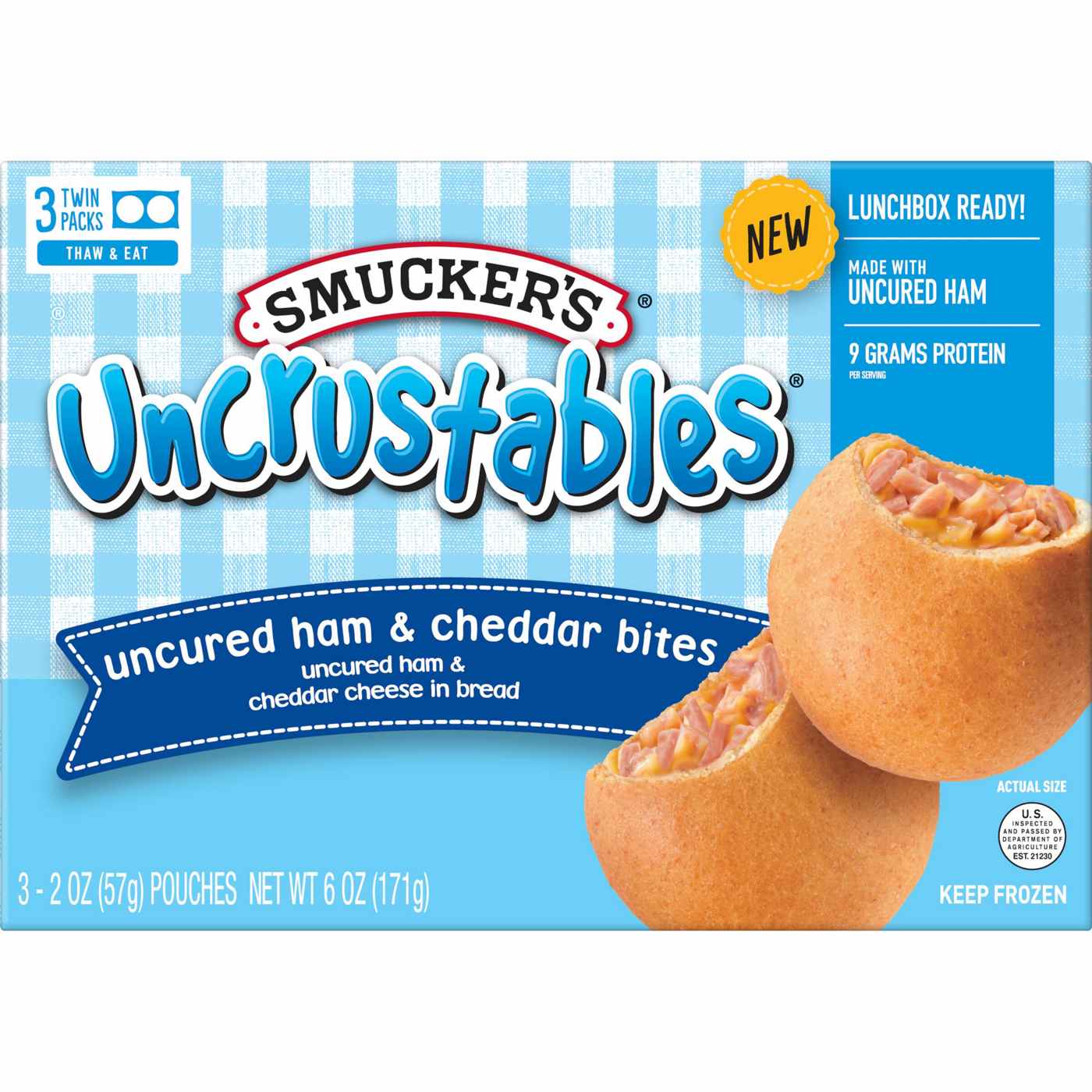 Smucker's Uncrustables Uncured Ham & Cheddar Bites; image 1 of 4