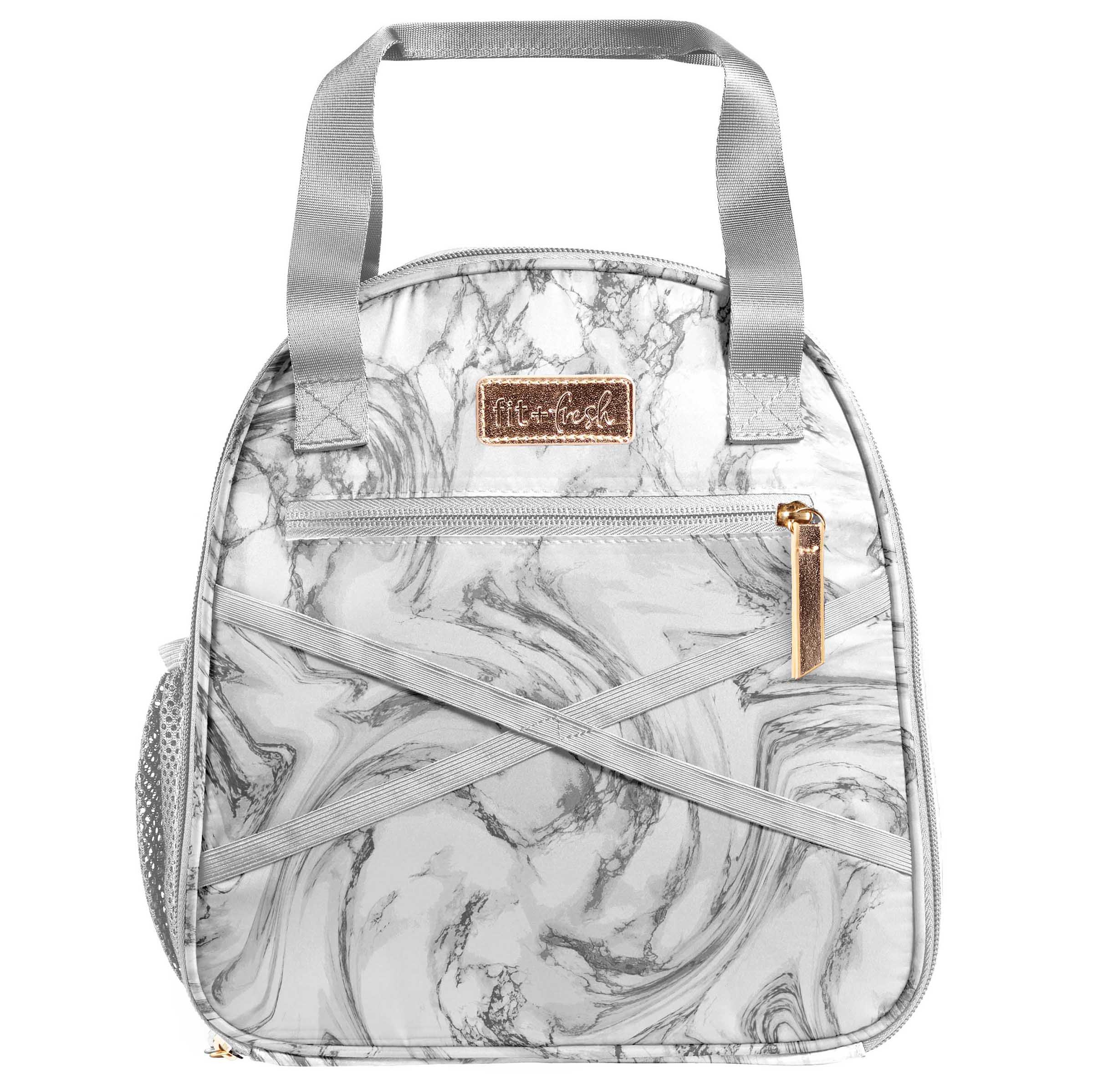 Luxe Gray Marble Insulated Lunch Tote Bag for Women Texture