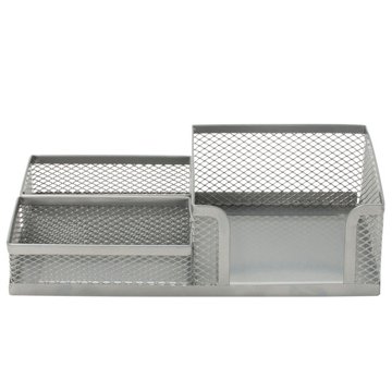 Simplify Multi Compartment Metal Desktop Storage Tray - Silver