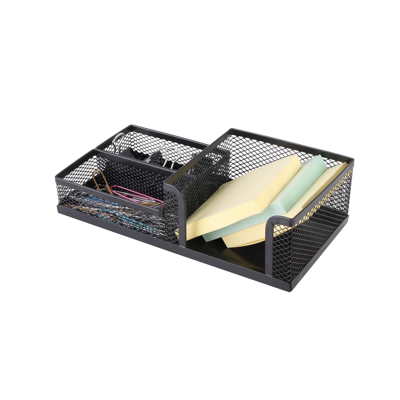 Simplify Multi Compartment Metal Desktop Storage Tray Black Shop