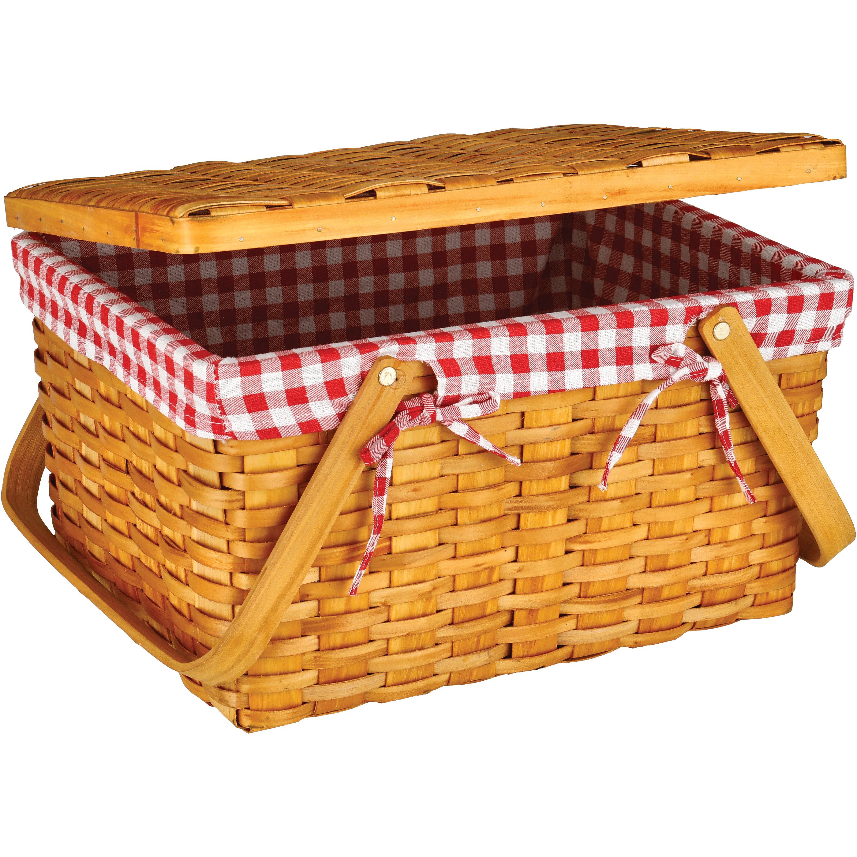 Destination Holiday Fabric Lined Natural Woven Picnic Basket Shop