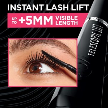 L'Oréal Paris Telescopic Lift Washable Makeup Mascara, 36HR Wear Black Brown, 1 ct
