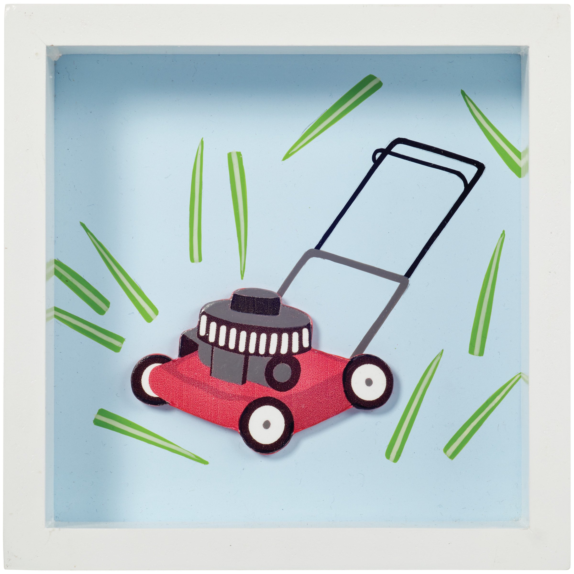 Destination Holiday Lawn Mower Wood Frame Summer Square Wall Decor