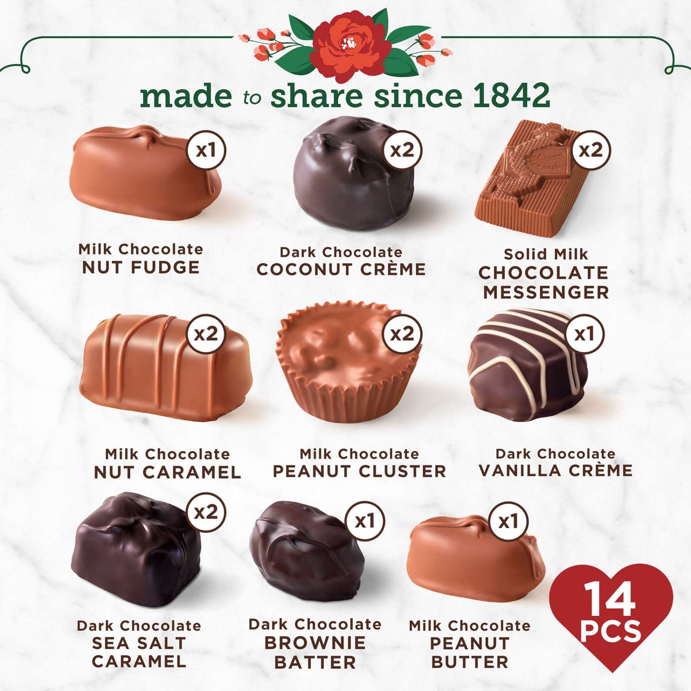 Whitman's Sampler Assorted Chocolates Valentine's Heart Gift Box, 14 pc ...