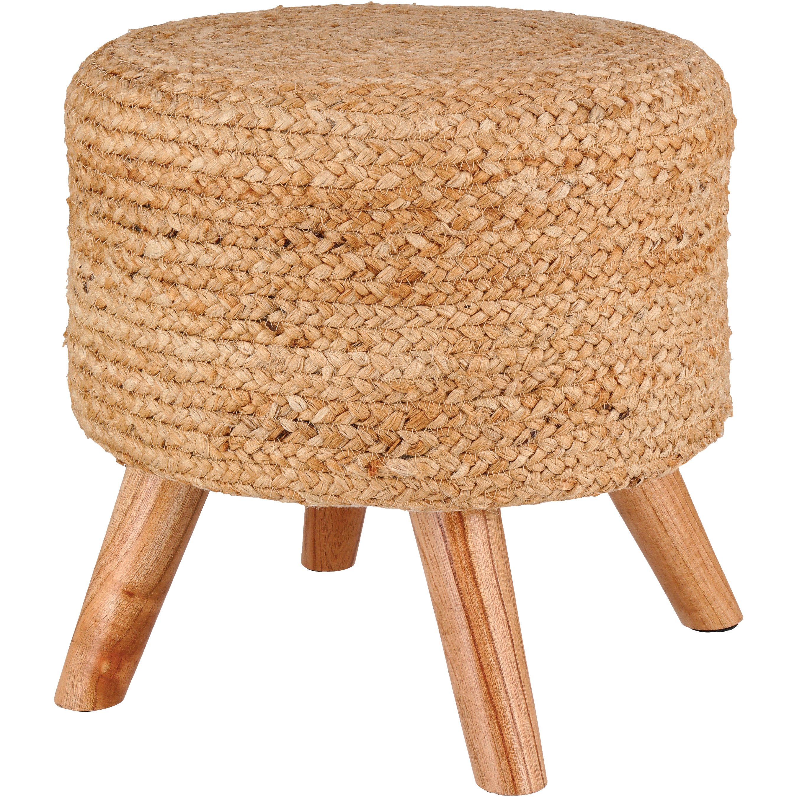 Haven + Key Braided Jute Round Pouf Footstool Natural Shop Seasonal