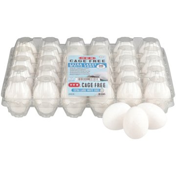H-E-B Grade AA Cage Free Extra Large White Eggs, 30 ct