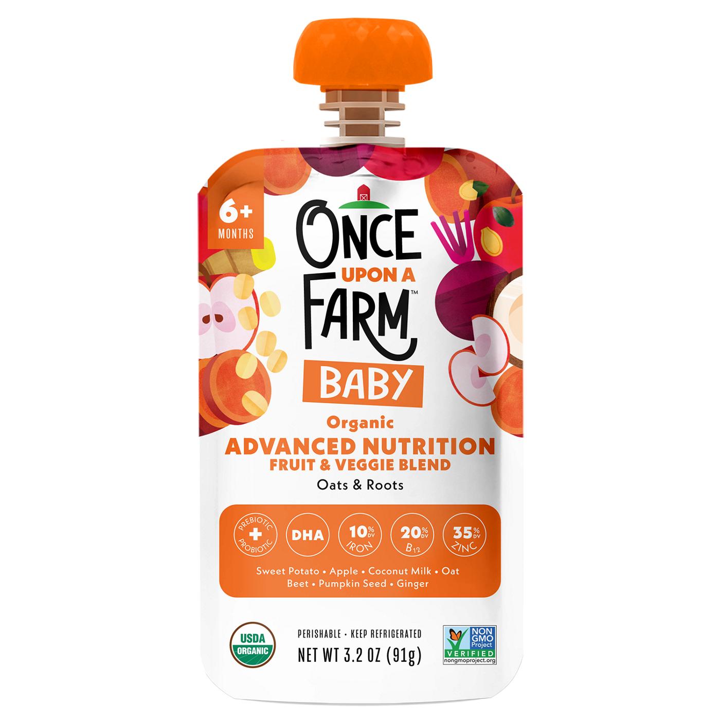 Once Upon a Farm Organic Advanced Nutrition Pouch - Oats & Roots; image 1 of 2