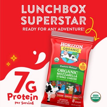 Horizon Organic Low Moisture Part-Skim Mozzarella String Cheese Sticks, 8 ct