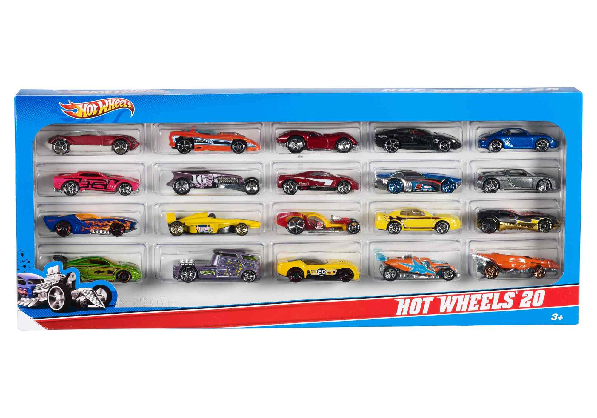  Hot Wheels Set of 20 Toy Cars & Trucks in 1:64 Scale